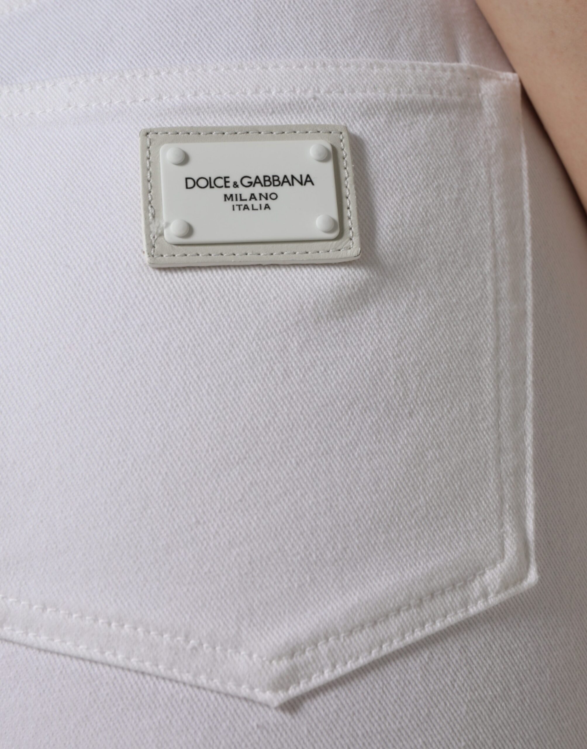 Белые хлопковые эластичные джинсы AUDREY Skinny Dolce & Gabbana — фото 4