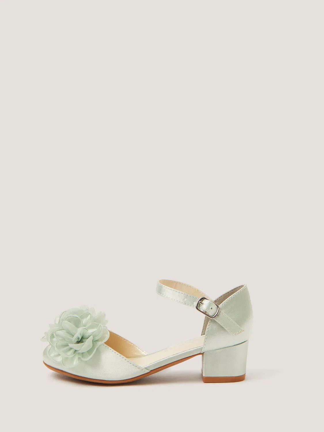 Туфли на каблуке с цветочным декором Monsoon Corsage Satin Heels, зеленые