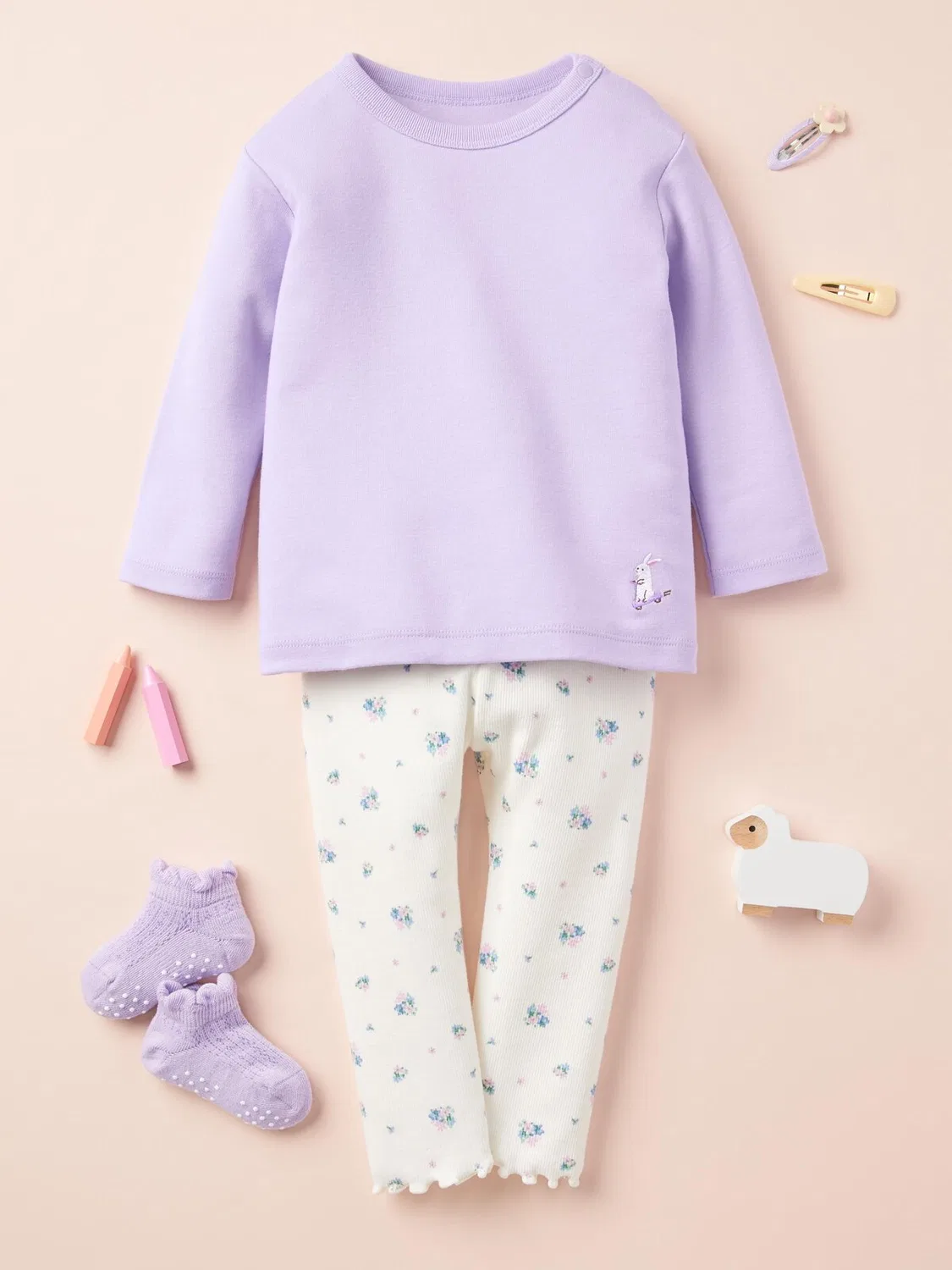 Леггинсы Uniqlo, полная длина, стандартный крой, кремовый — фото 4