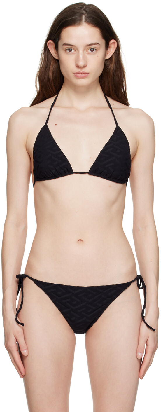 

Черный лиф бикини на завязках Versace Underwear