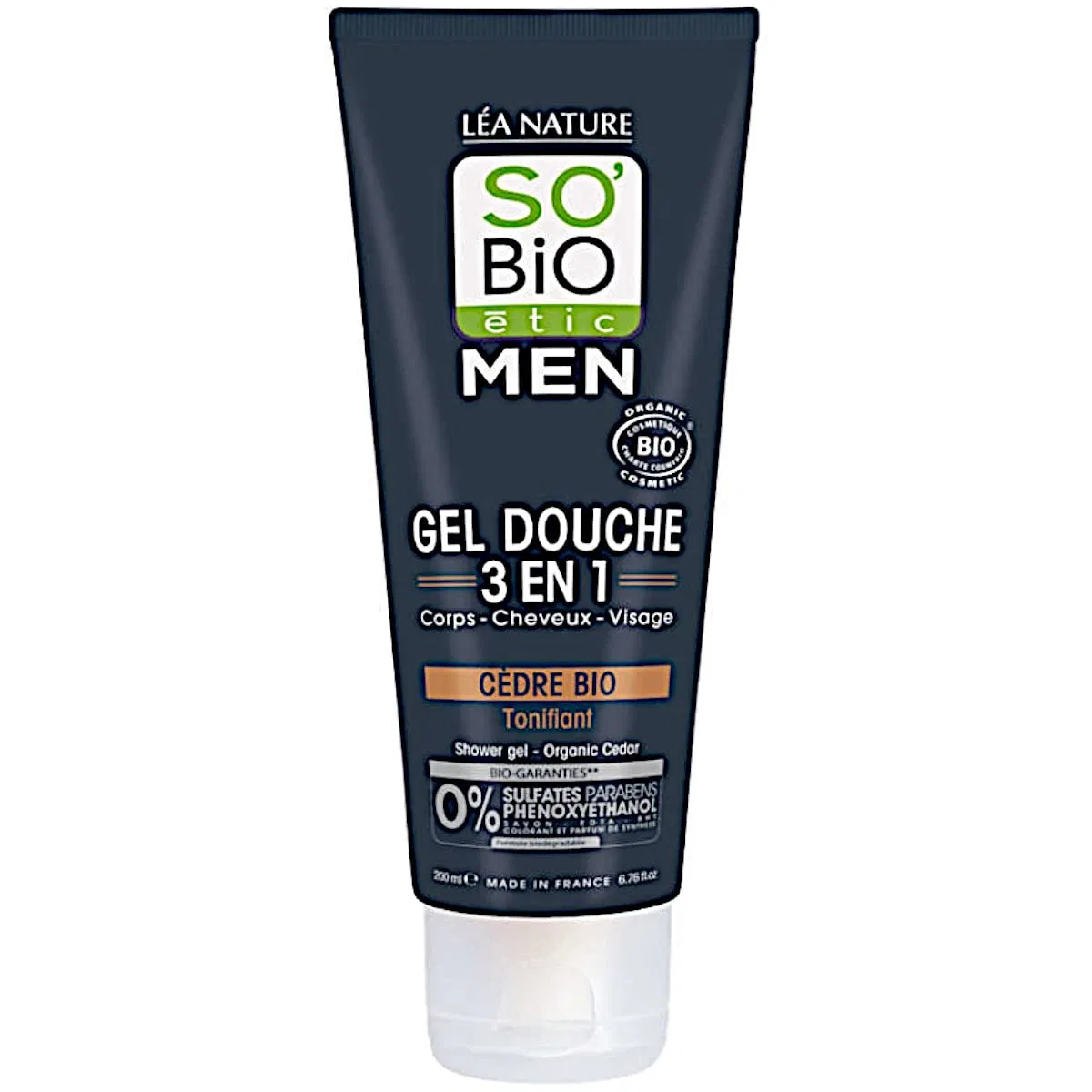 Гель для душа 3-в-1 Organic Cedar Wood So'Bio Étic, 200 мл