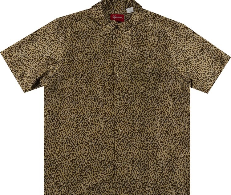 

Рубашка Supreme Leopard Silk Short-Sleeve Shirt 'Tan', загар