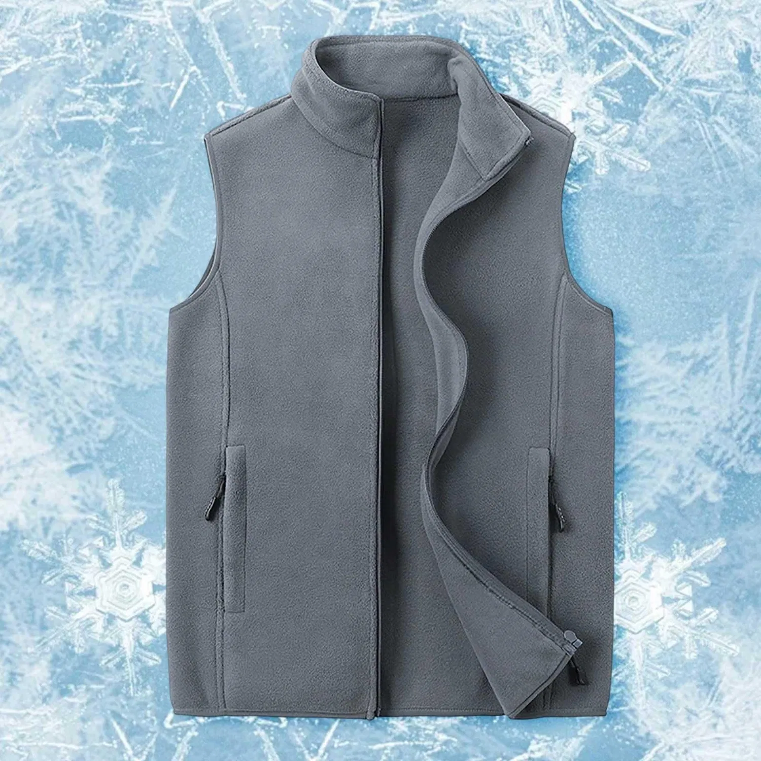 Женский утепленный жилет без рукавов с высоким воротником, Grey — фото 3