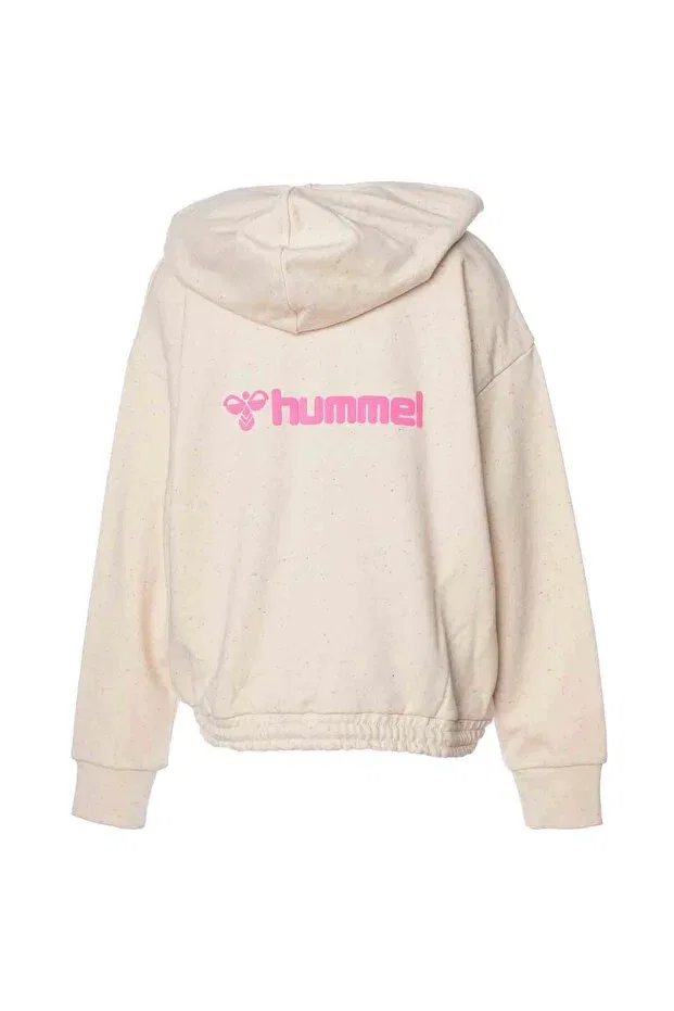 Детское худи для девочек укороченное на молнии Marie crop Hummel, Ecru — фото 3