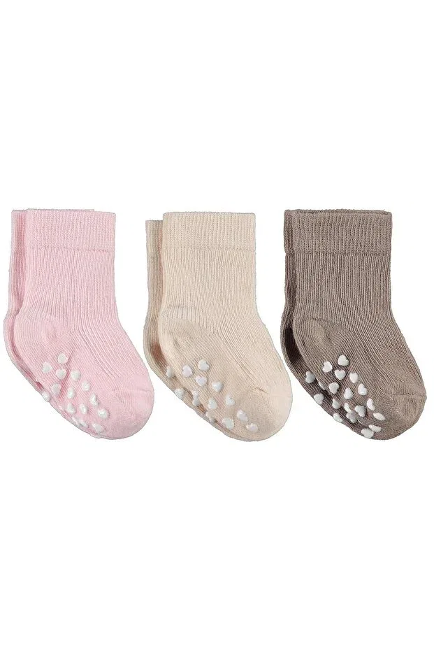 Детский комплект носков для девочек с принтом Non-Slip heart print 3-piece 6-piece baby girl socks set Civil Baby, Standard