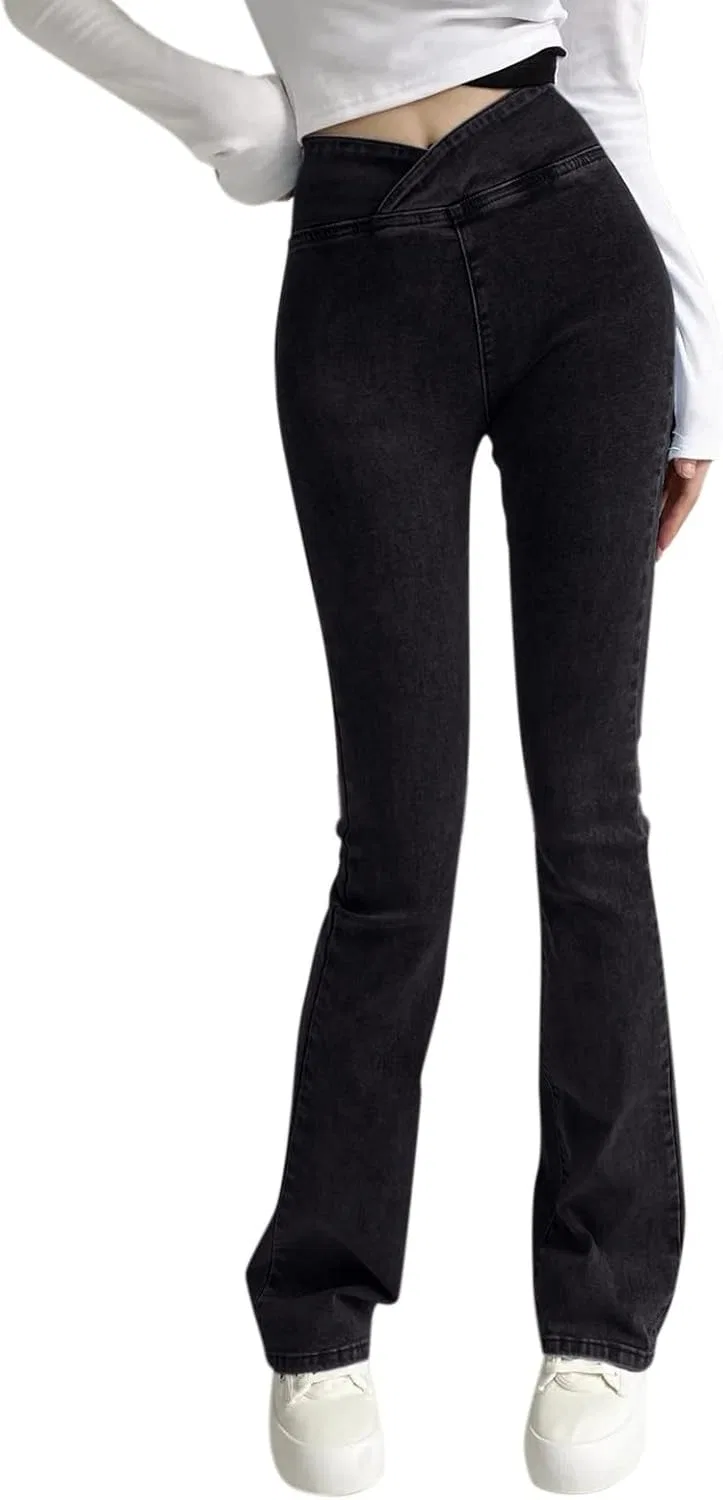 Женские джинсы с высокой посадкой, модель Trendy Waist, чёрный
