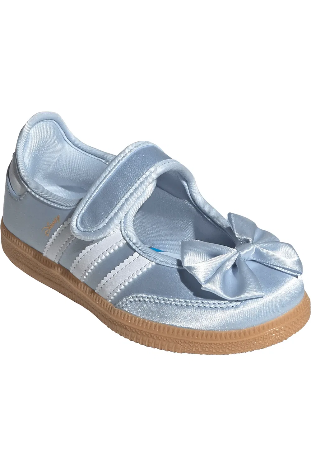 Детские кеды сатиновые с тремя полосками x Disney Alice in Wonderland Samba Jane adidas, Crystal Sky/White/Gum