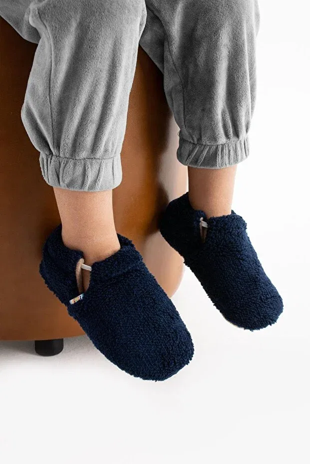 Детские пинетки из флиса с органическим хлопком Funny Baby, Navy Blue — фото 2