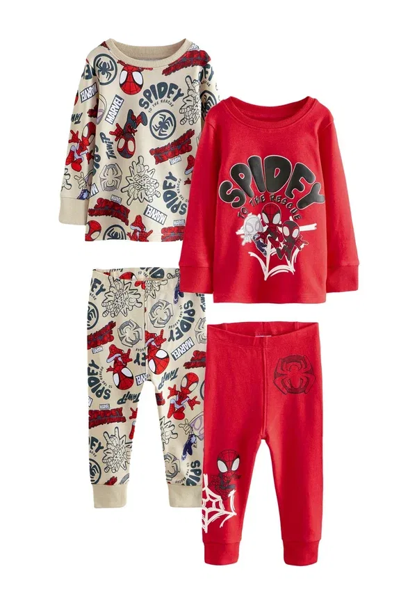 Пижама с принтом Marvel, 2 предмета, Regular Fit, Next, Spidey and Friends Red Ecru Cream, красный/кремовый — фото 3