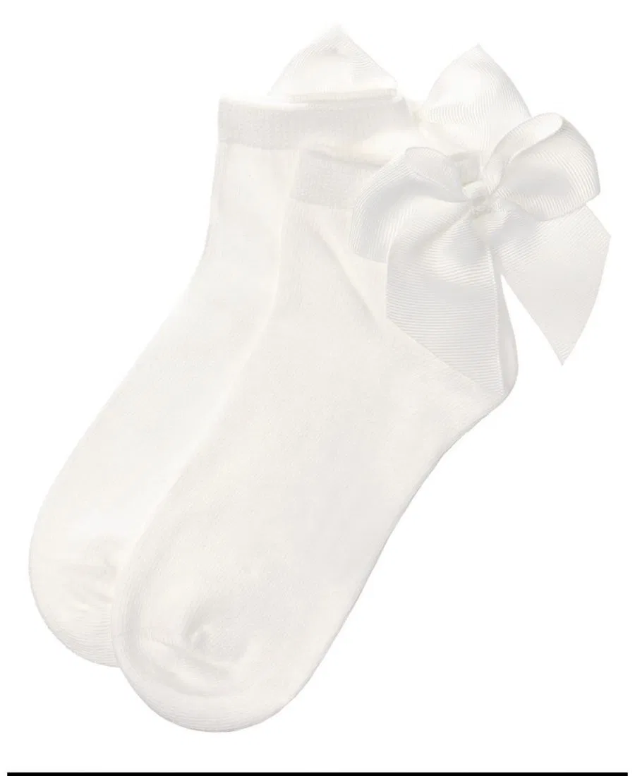 Детские носки-следки с бантиком сзади, модель Bow Back Anklet MeMoi, Winter White — фото 3