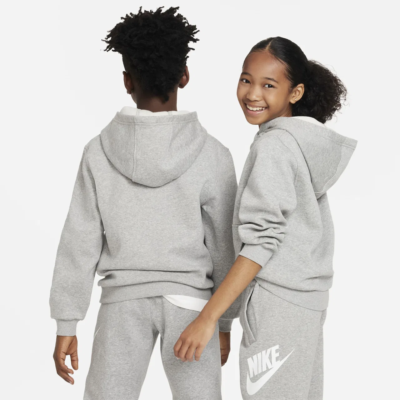 Худи для мальчиков Club HBR Fleece Nike, серый/белый — фото 2