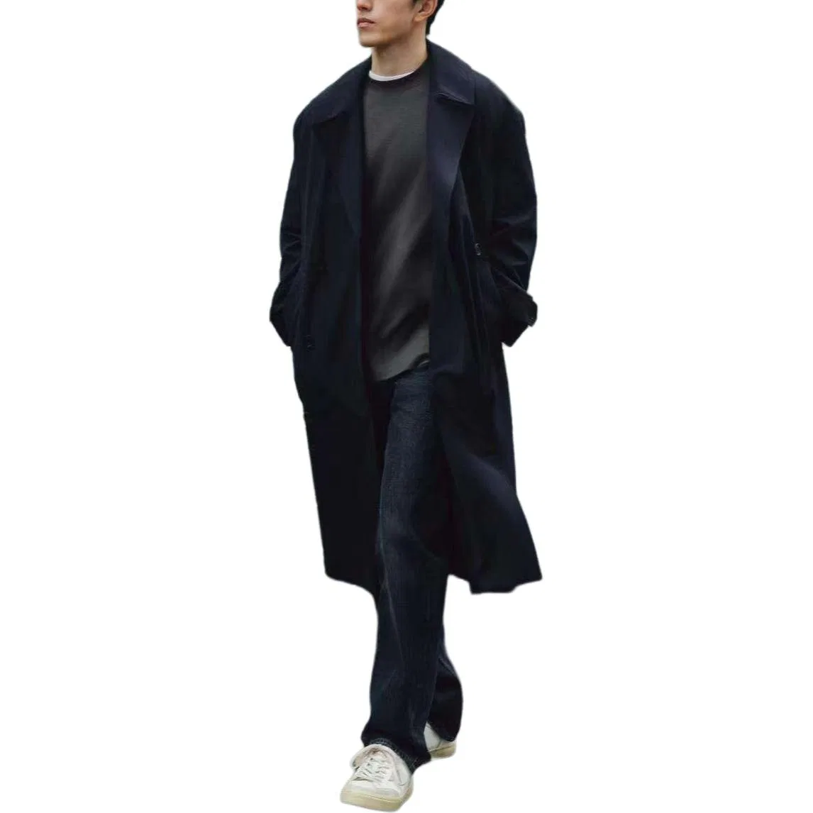 Мужской тренчкот с лацканом Sea Blue ZARA, Sea Blue — фото 4
