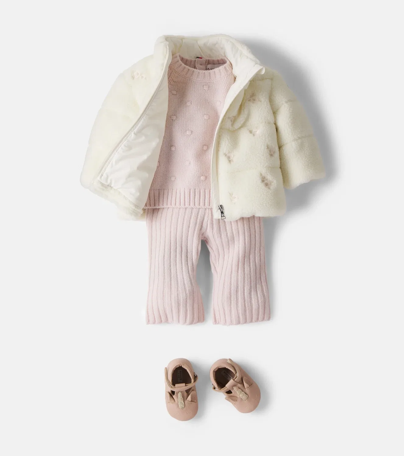 Комплект из свитера и брюк из шерсти и кашемира Moncler Enfant, розовый — фото 2