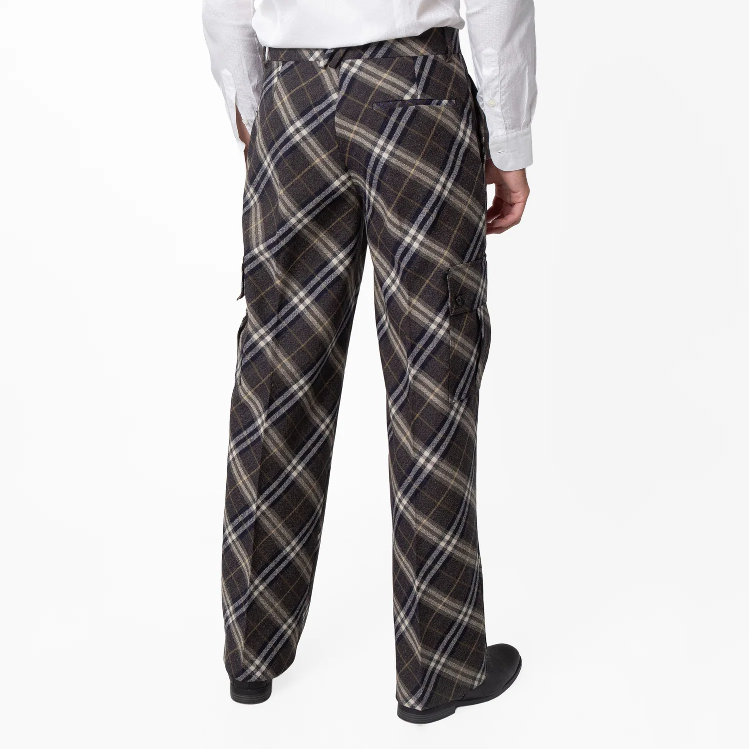 Брюки классические из шерсти Check Wool Tailored Trousers Burberry, Indigo Ip Check — фото 4