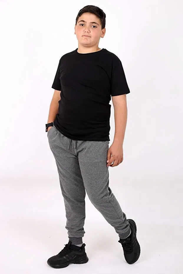 Детский комплект из футболки и джоггеров с карманами Cosba Kids Wear, Smoked Black