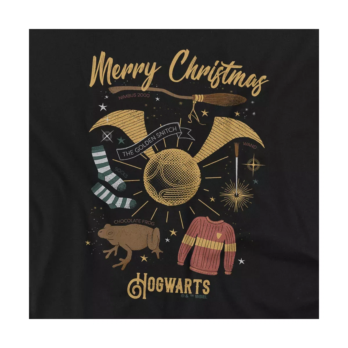 Детская футболка с принтом Harry Potter Merry Christmas From Hogwarts Harry Potter, Black — фото 2