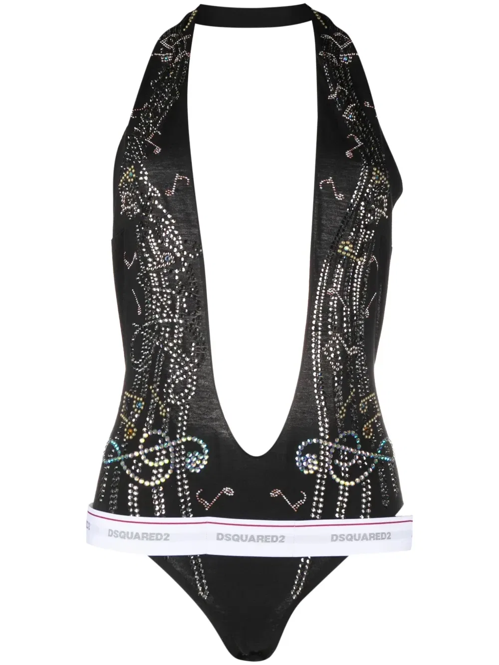 Боди с кристаллами Dsquared2, черный