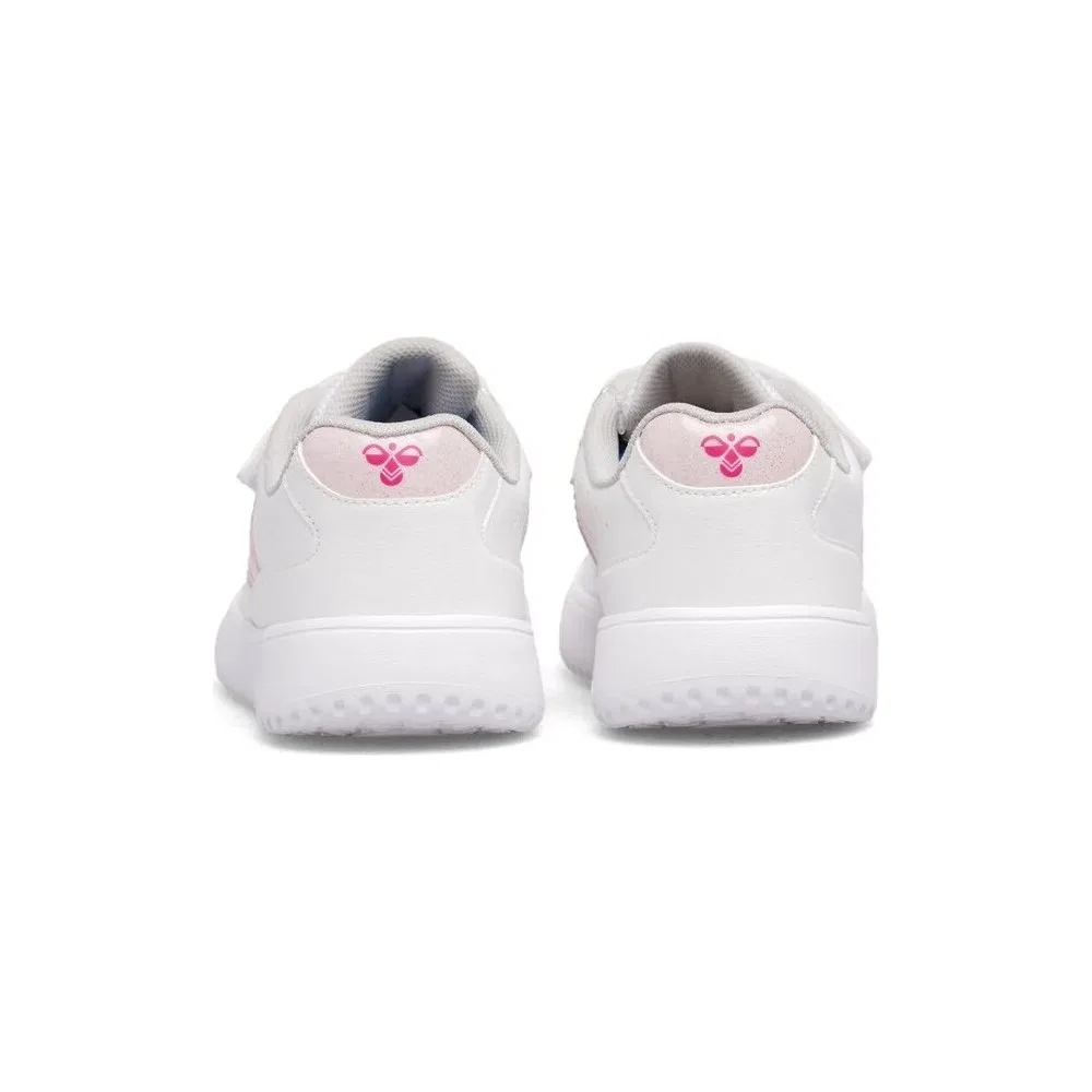 Детские спортивные кроссовки для девочек с липучками и сеткой, White Pink, Kayno Sm. Jr. Hummel — фото 4