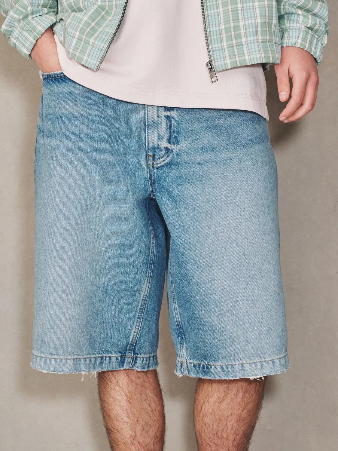 Шорты джинсовые свободные Mid Blue Denim Baggy Jorts Next, Средне-синий