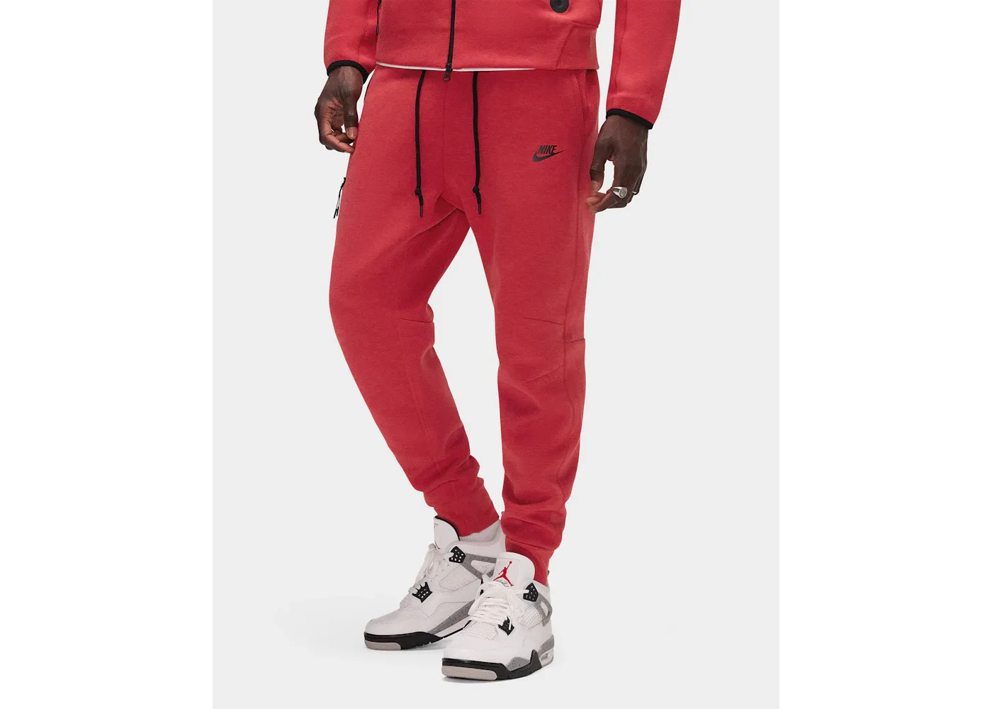 Мужские спортивные брюки из флиса Tech Fleece Nike, Light University Red Heather — фото 3