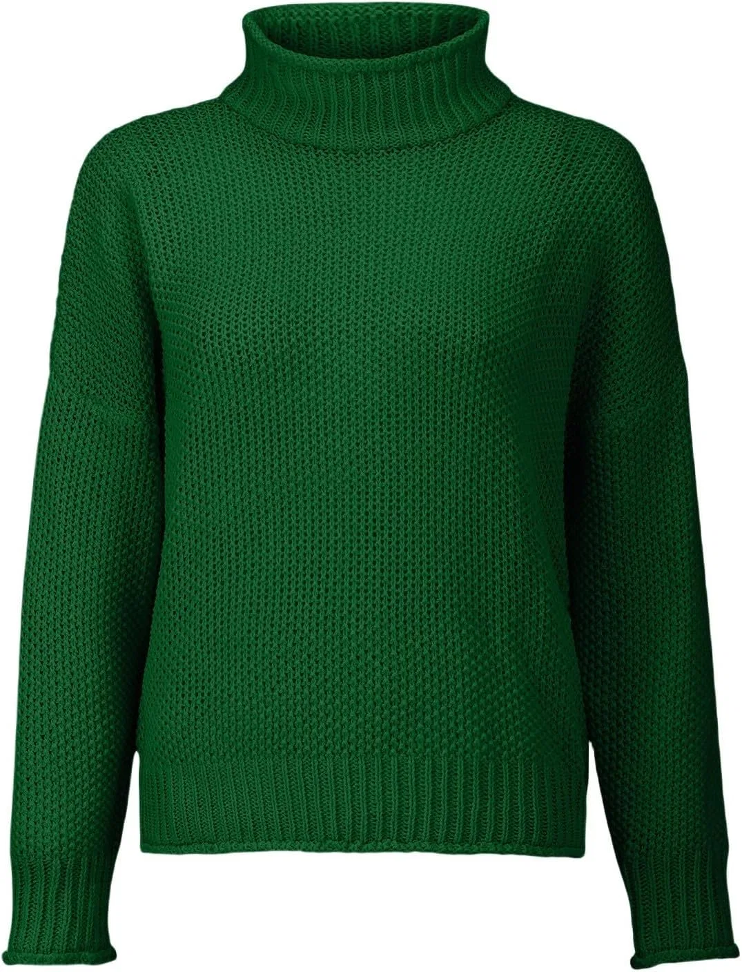 Женский свитер оверсайз с высоким воротом и длинным рукавом, модель Batwing, цвет Green — фото 3