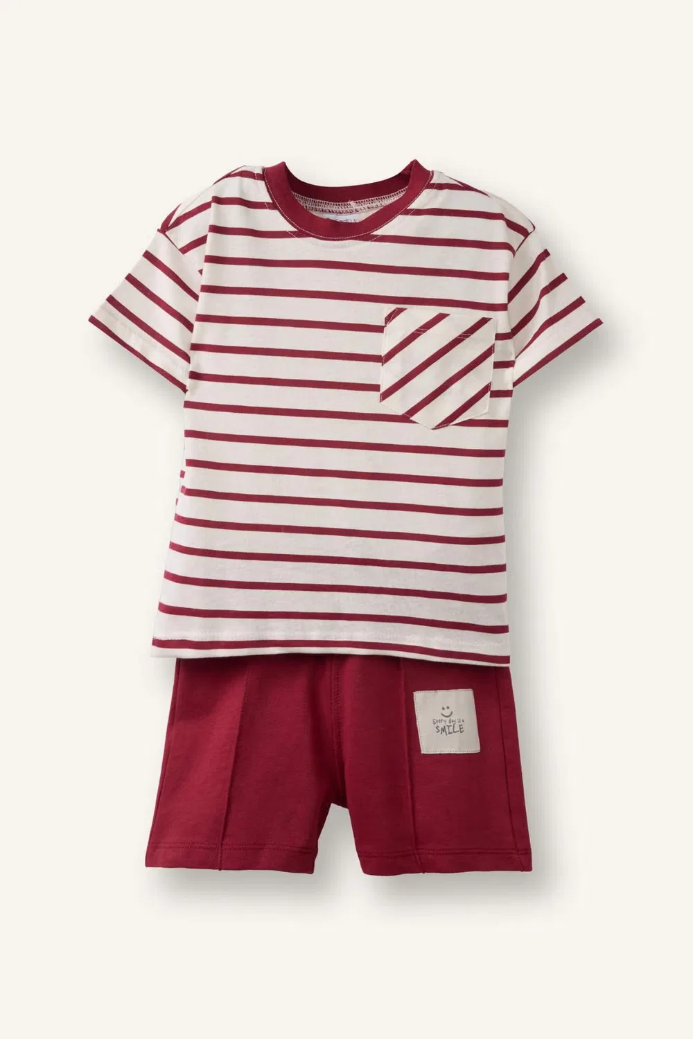 Комплект трикотажный с полосками 2 piece regular fit Defacto, бордовый