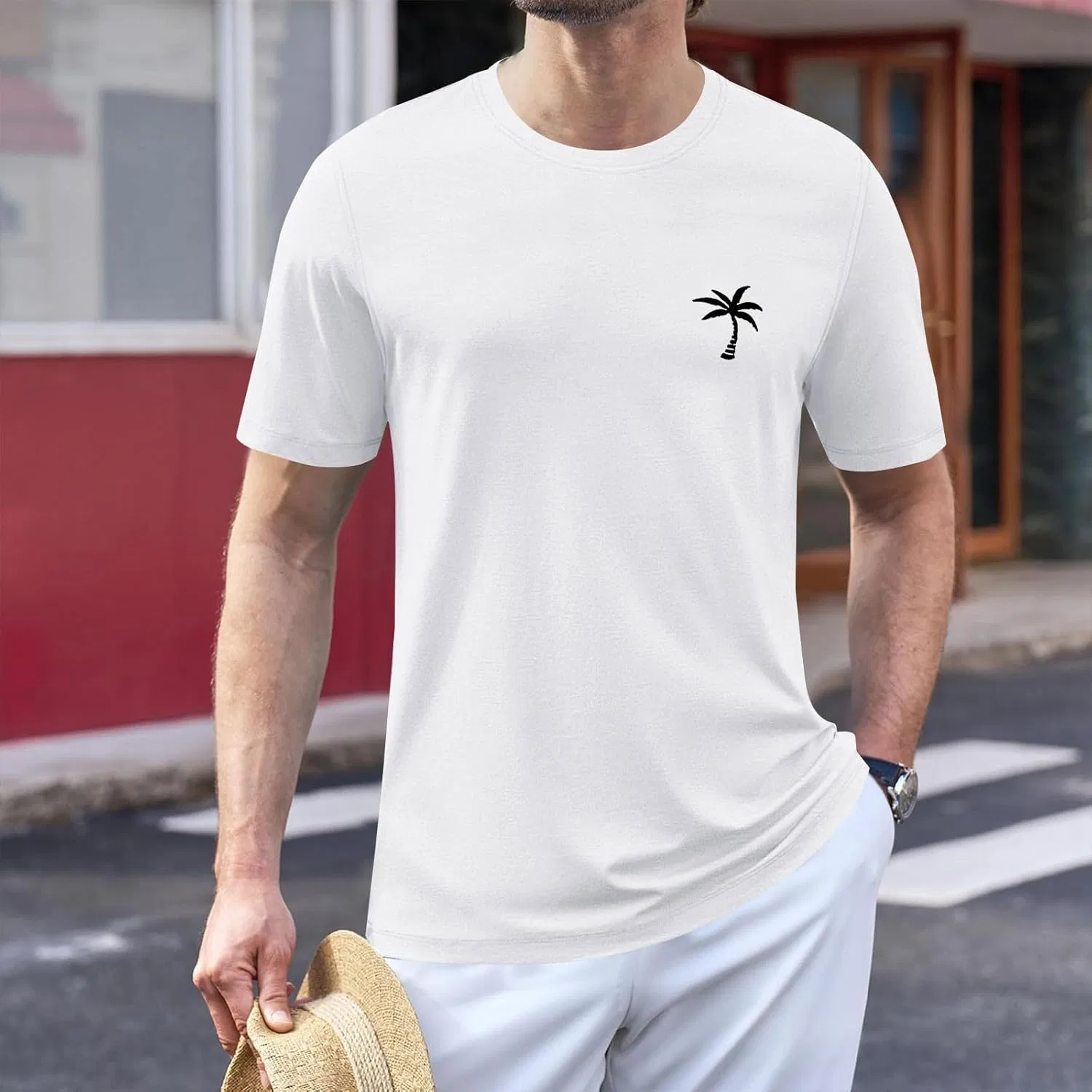 Мужская футболка с пальмами Hipster, White — фото 3