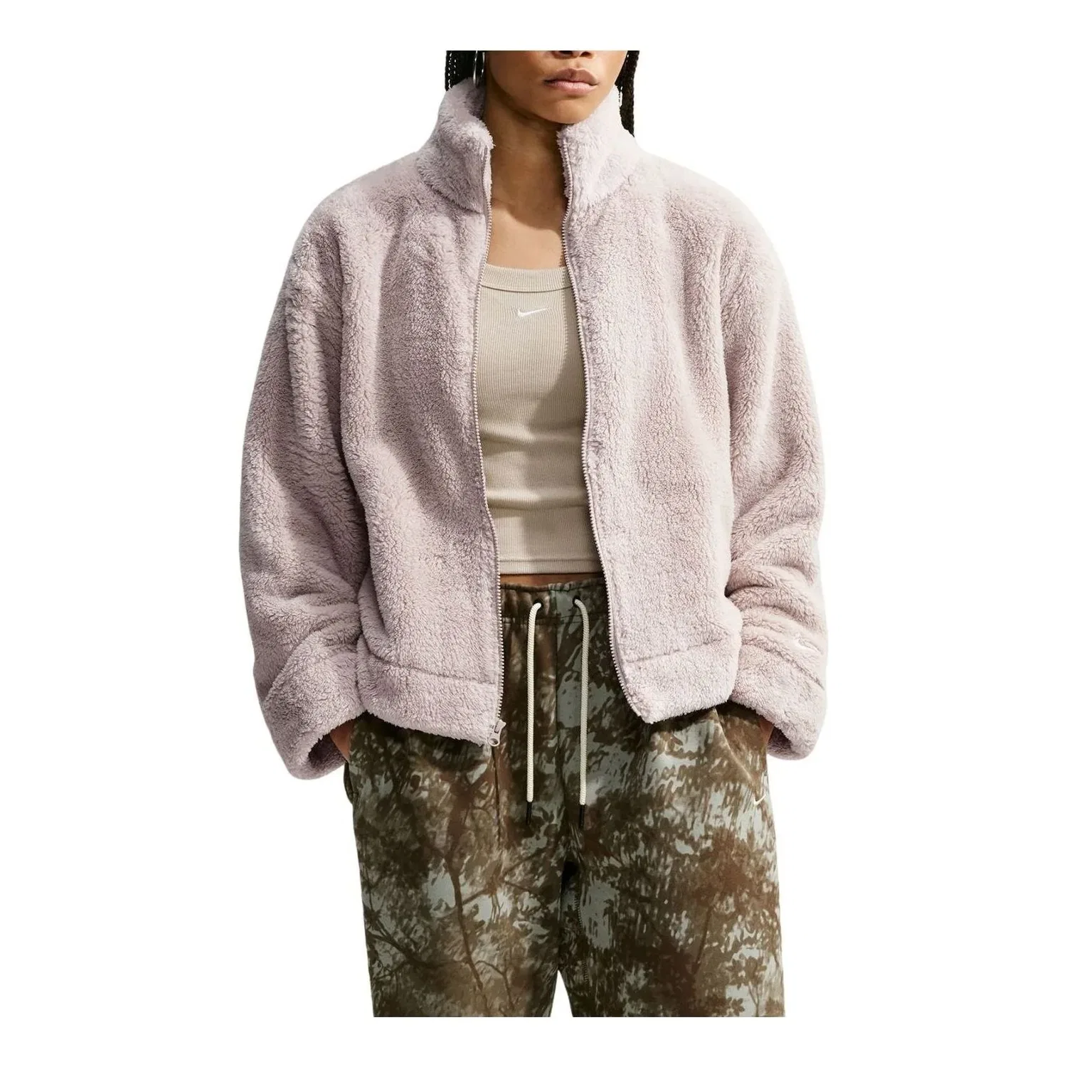 Женская куртка Sportswear Essential High-Pile Fleece Jacket 'Cream II Sail' Nike, Cream Ii/Sail