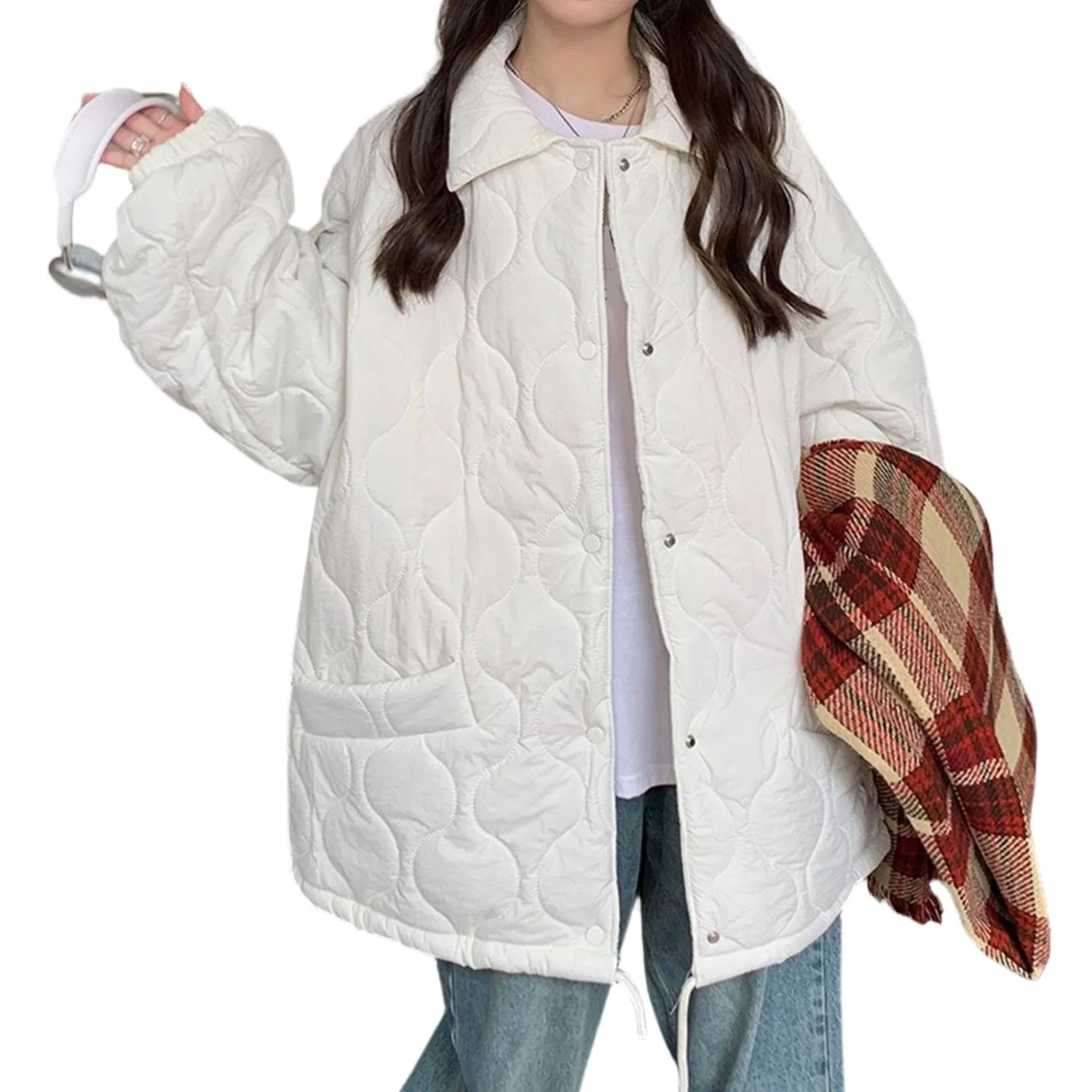 Женское стеганое пальто для осени и зимы, bianco