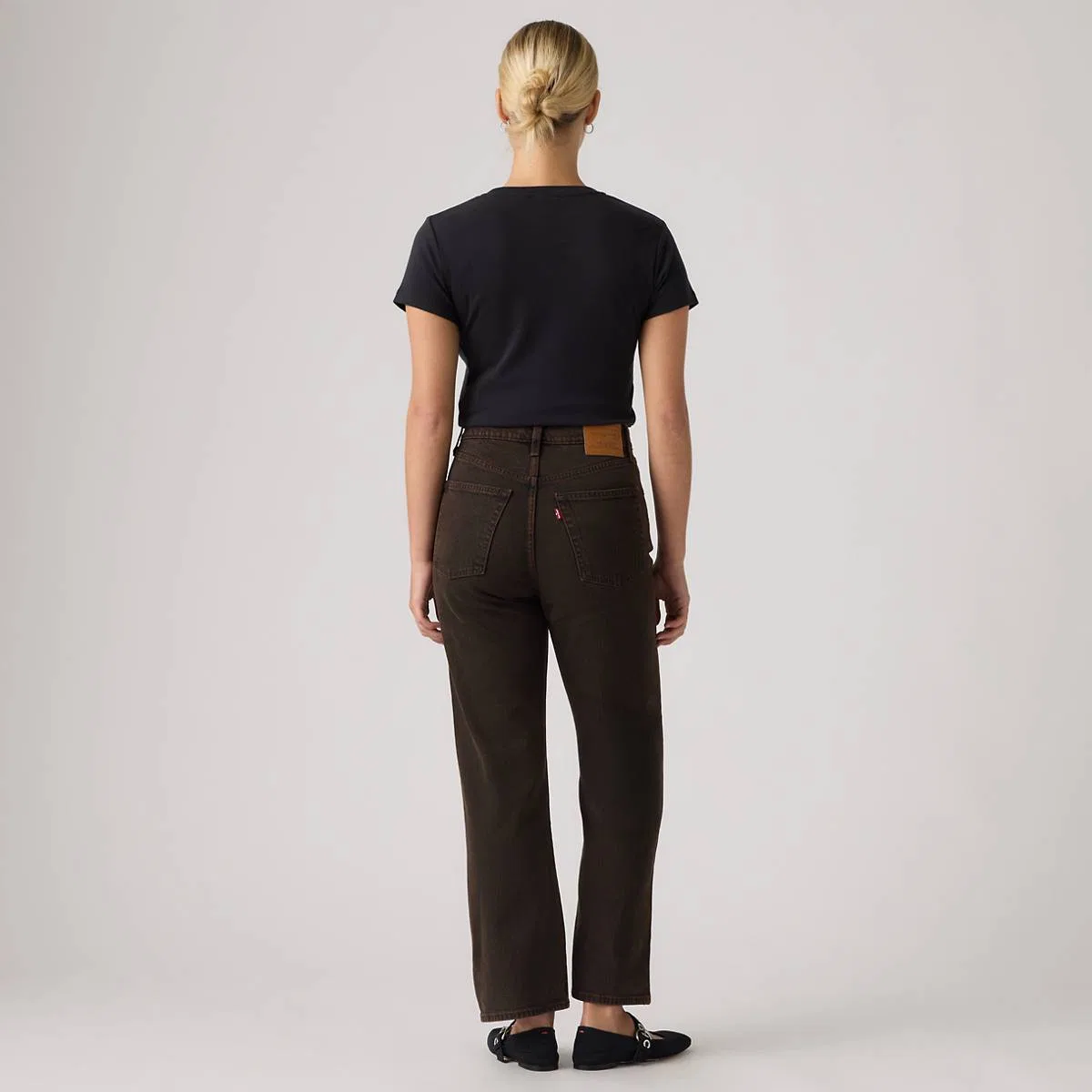 Женские джинсы прямого кроя с ребристой отделкой щиколотки Levi's, Over A Cup - Brown — фото 3