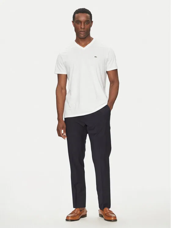 Футболка Lacoste Regular Fit, V-образный вырез, белый — фото 2