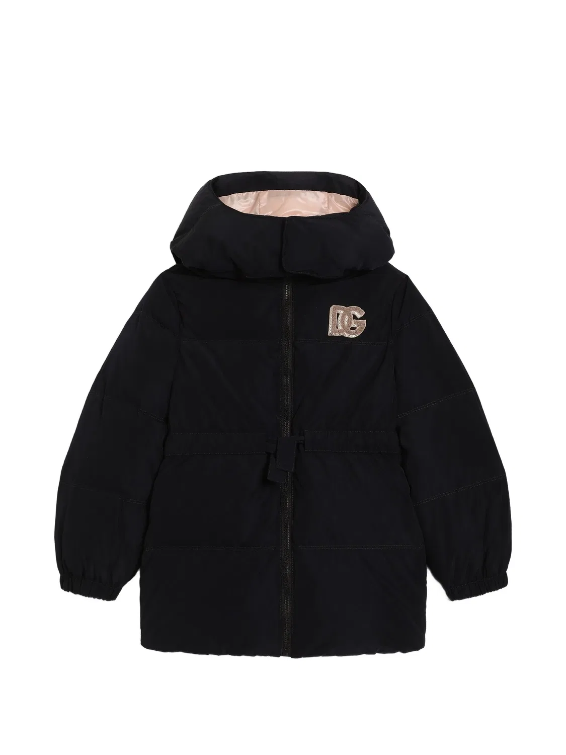 Пуховик с нашивкой-логотипом Dolce & Gabbana Kids, черный