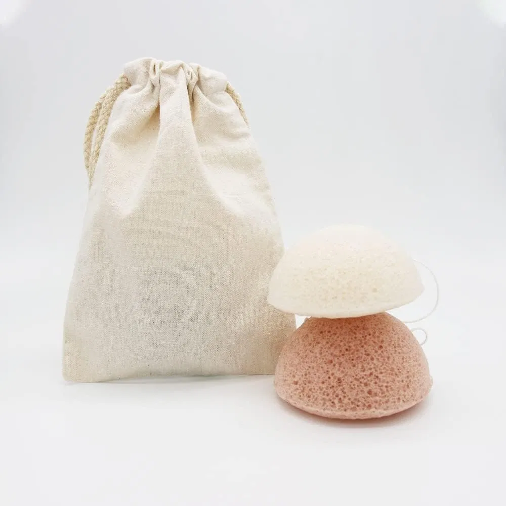 Конжаковая губка для лица, BoNene, 1 шт, 80 г, Green Pink with Bag — фото 2