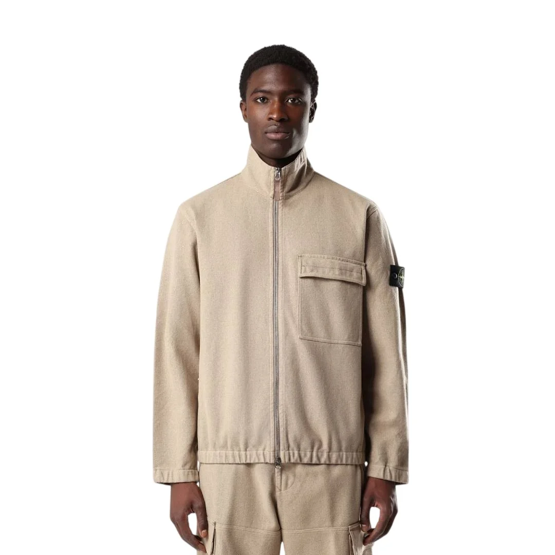 Мужская рубашка-куртка Stone Island Comfort-fit Zip-up With Elasticized Cuffs, песочный
