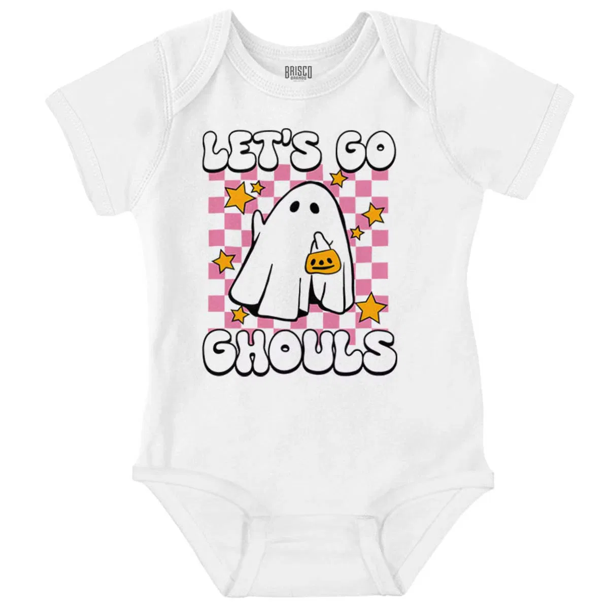 Боди-комбинезон с коротким рукавом с принтом Let's Go Ghouls Ghost Brisco Brands, White