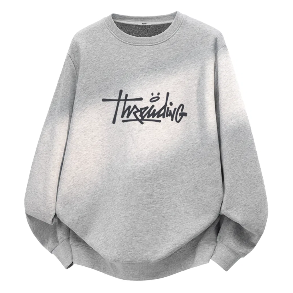 Детский свитшот утепленный с принтом MINISO, Цвет Thermal Integrated Fleece Khaki (Thoughts Spreading) — фото 3