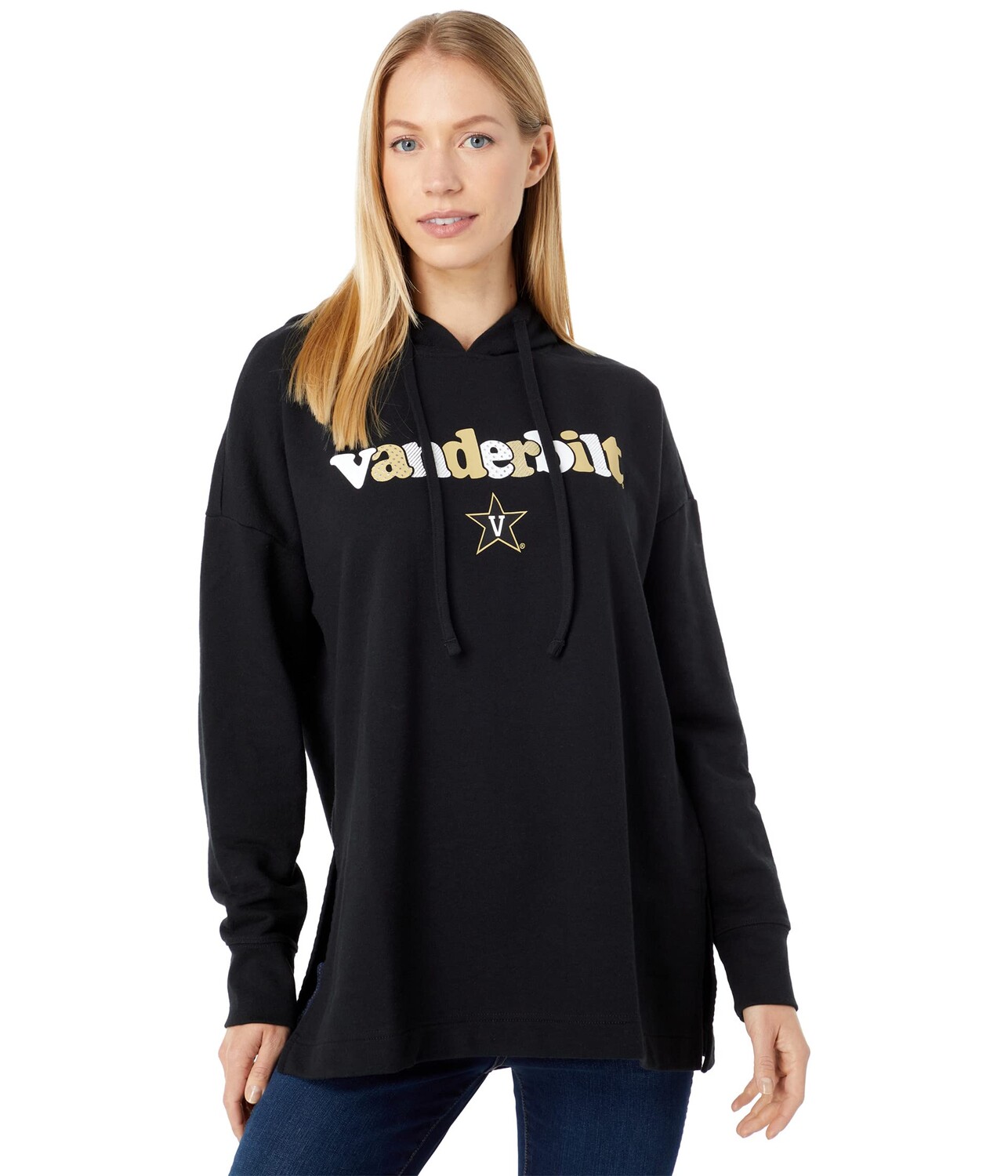 

Худи Lauren James, Vanderbilt Commodores Long-Length Side Vent Hoodie, Черный, Худи Lauren James, Vanderbilt Commodores Long-Length Side Vent Hoodie