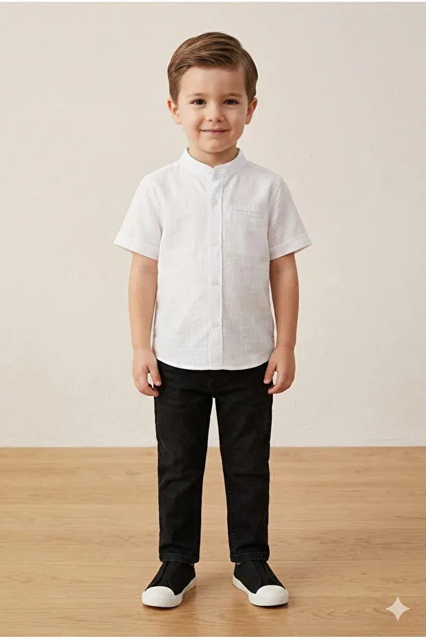 Детская рубашка для мальчиков с коротким рукавом Tayo Baby, White — фото 2