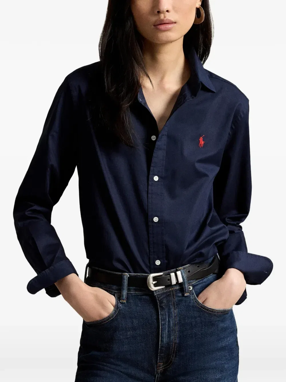 Рубашка с вышивкой Pony Polo Ralph Lauren, синий — фото 4