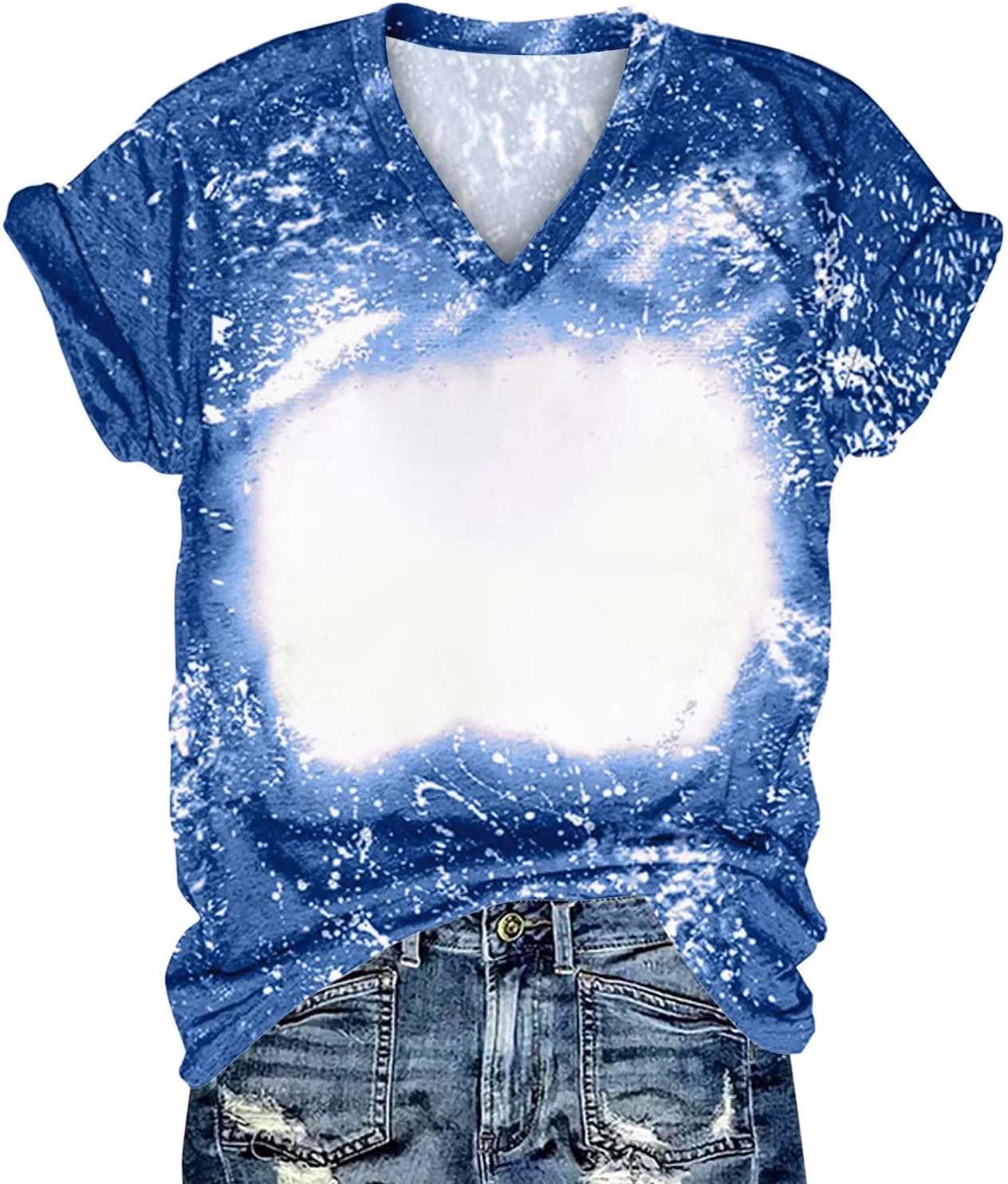 Женская футболка с камуфляжным принтом Tie Dye Color Block, Sky Blue — фото 4