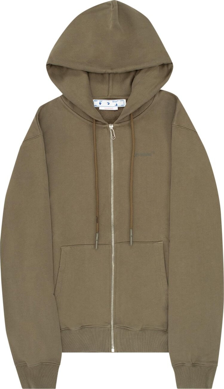 

Худи Off-White Diag Tab Slim Zip Hoodie 'Army Green', зеленый