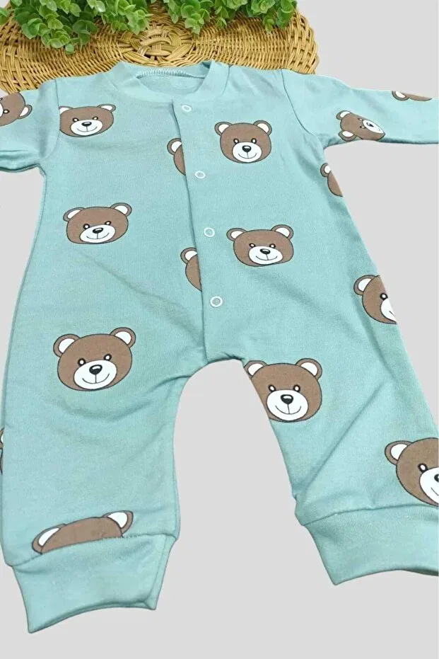 Детское боди-комбинезон без рукавов с принтом Teddy Bear Print Dinamik Çocuk, Greenway — фото 2