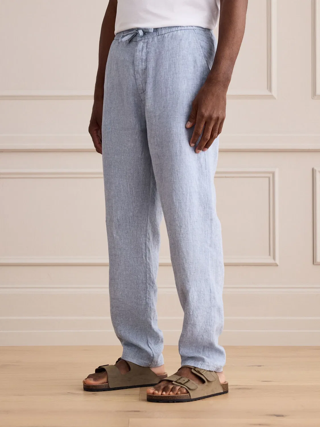 Брюки из льна, Regular Tapered Fit, Signature Next, светло-голубой