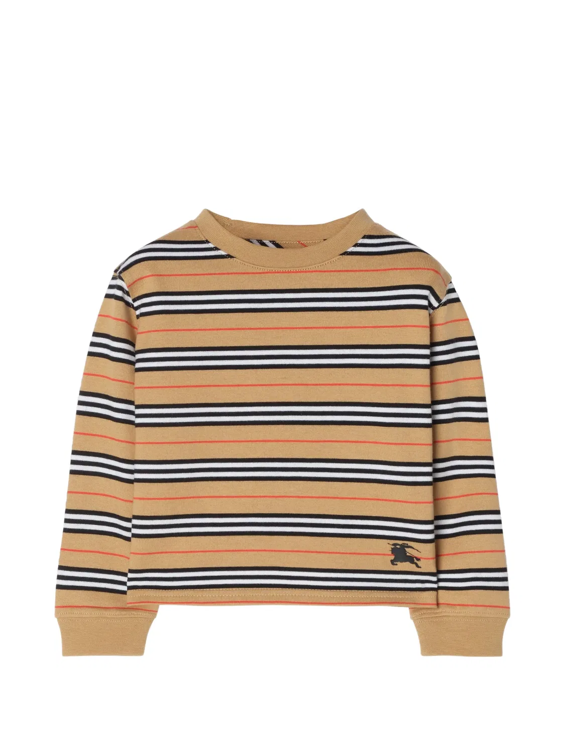 Хлопковая футболка с длинными рукавами и полосками Icon Burberry Kids, нейтральные цвета