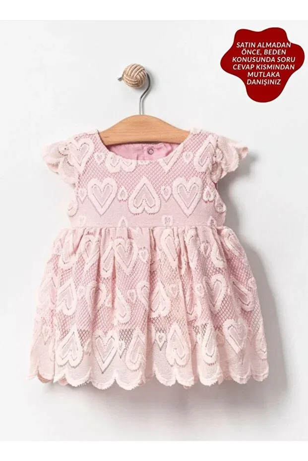 Детское платье для девочек с принтом Heart patterned special day birthday baby girl eid tunic Aysskids, Pink