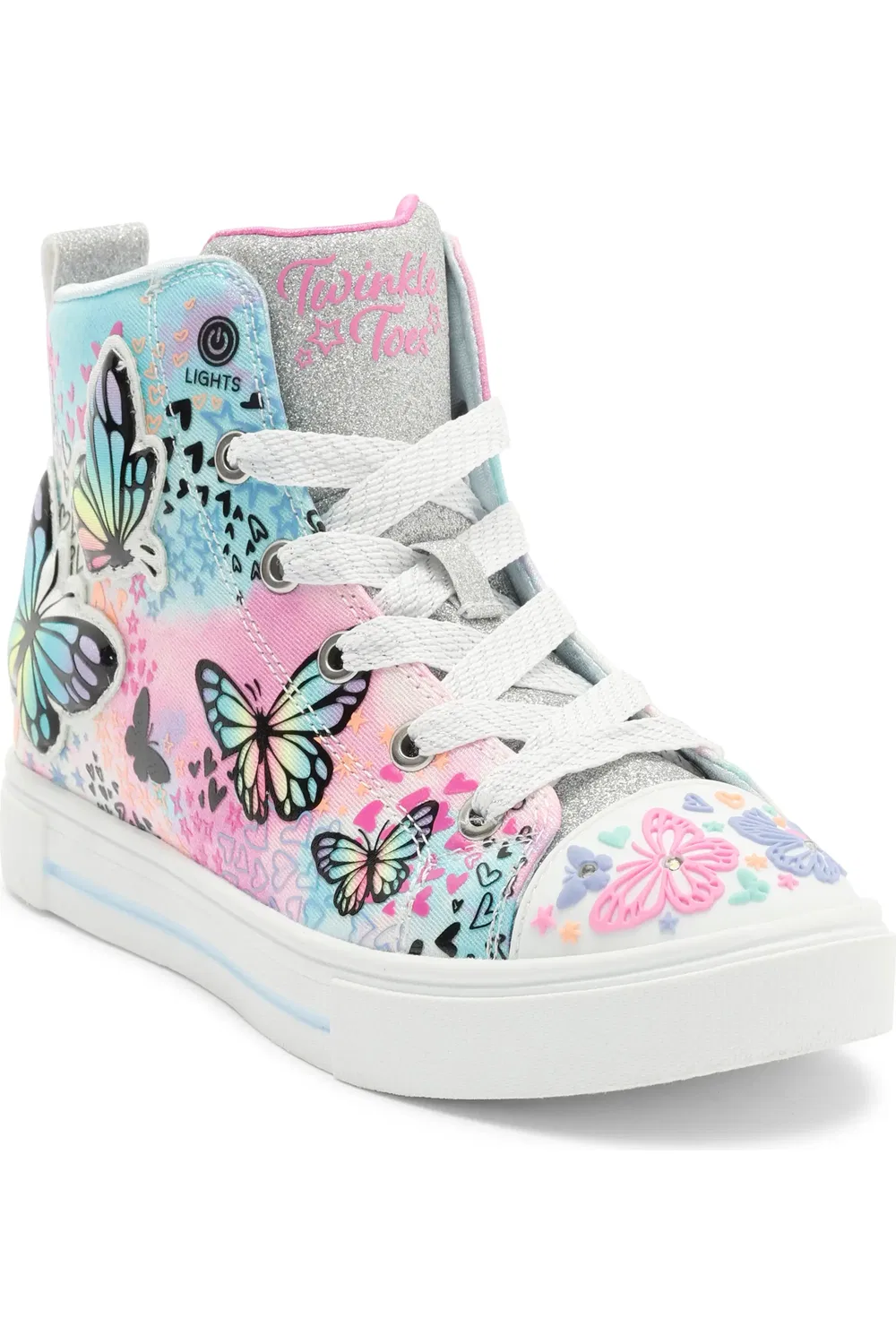 Детские кроссовки со светящимся носком Twinkle Sparks Skechers, Blue/Pink Multi