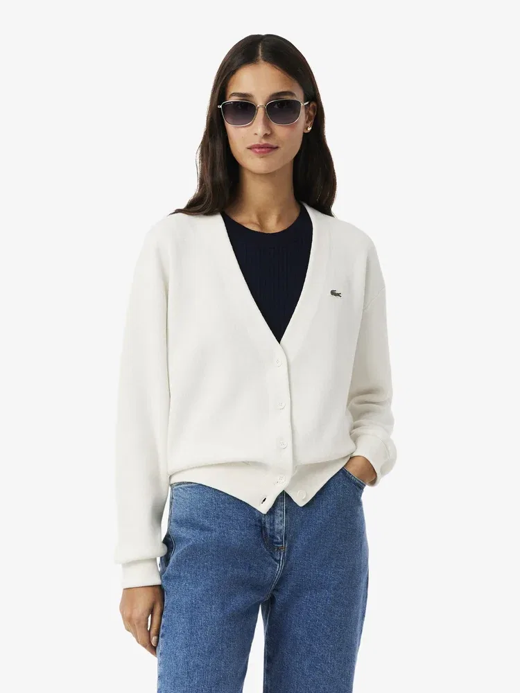 Кардиган женский LACOSTE LINKS LINKS, V-образный вырез, White