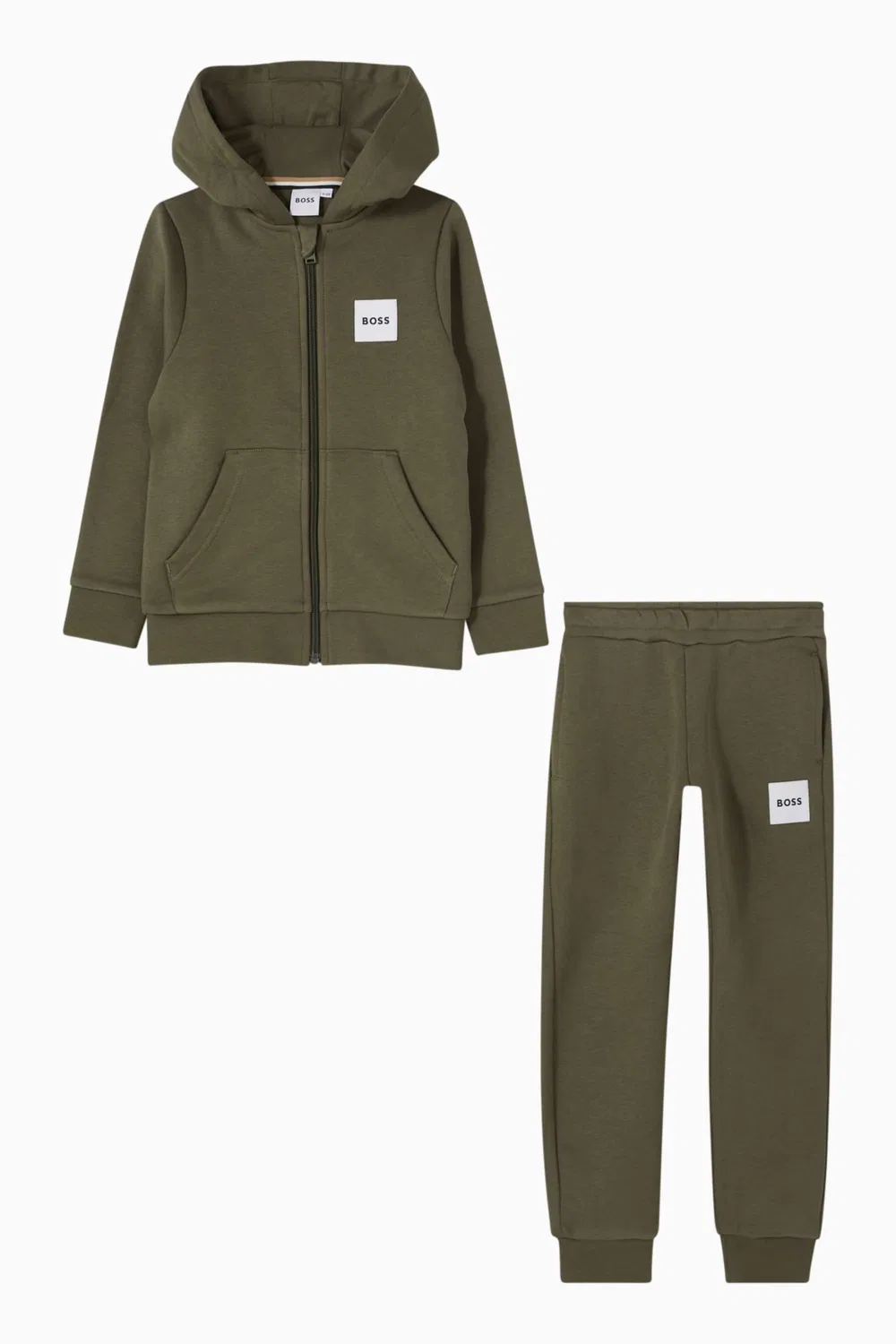 Комплект худи и штанов из флиса с логотипом BOSS Kidswear, зеленый — фото 2