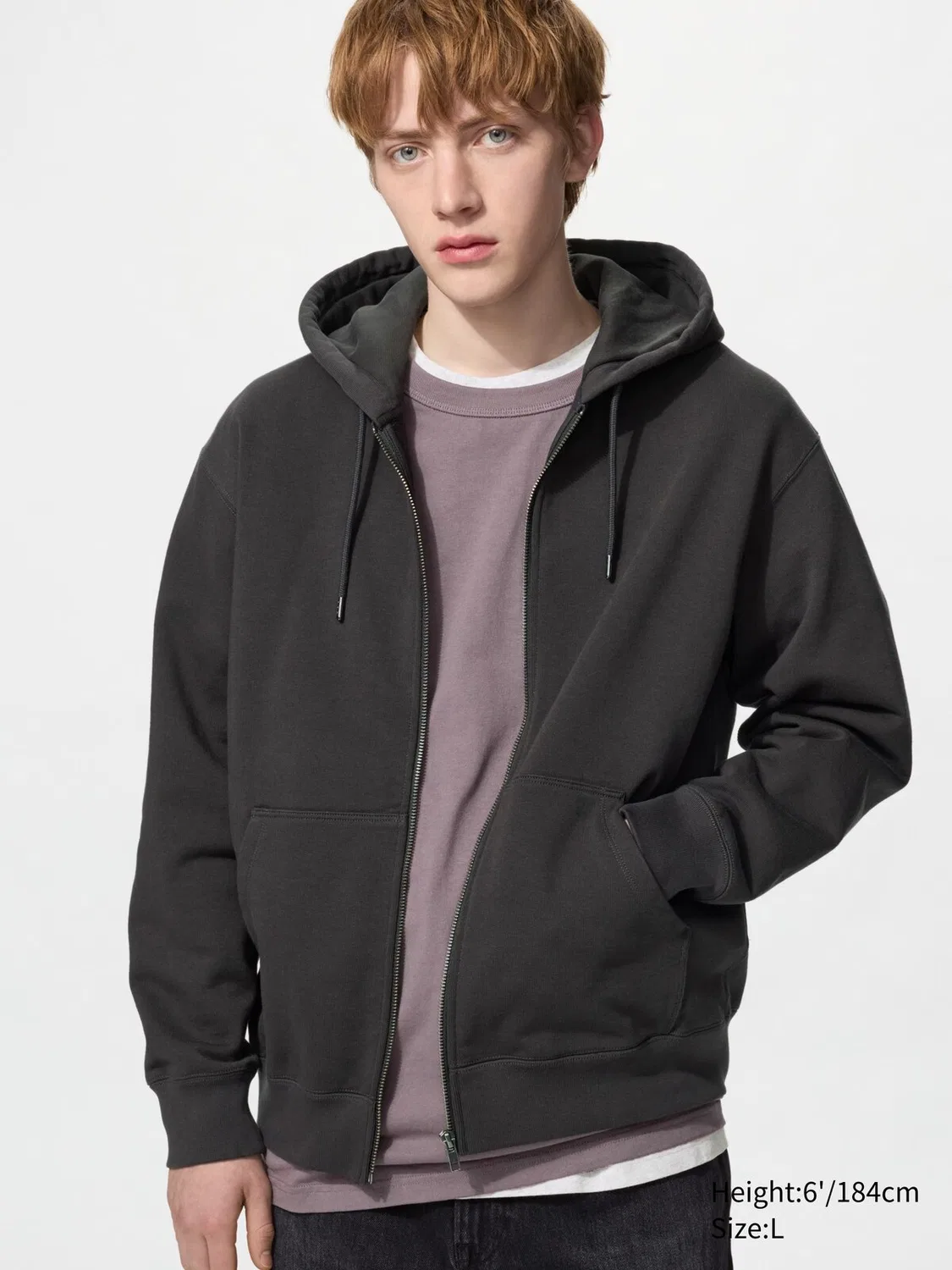 Толстовка Uniqlo на молнии, темно-серый