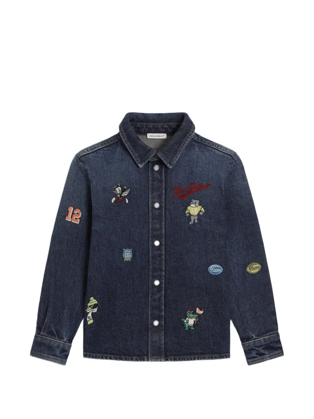 Джинсовая рубашка с вышивкой Dolce & Gabbana Kids, синий
